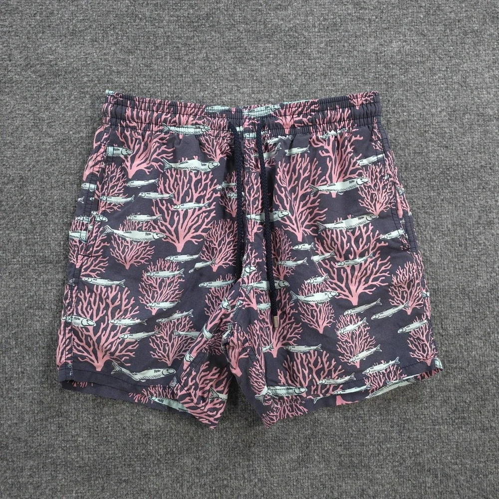 Vilebrequin Swim Trunks Mens L Multicolor Coral Fishes Print Beach Tropical